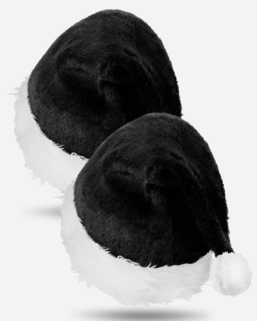 8665 2 Pcs Adult Plush Holiday Christmas Santa Hats Short Plush Claus Cap